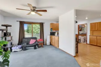 Main floor dining area and kitchen.