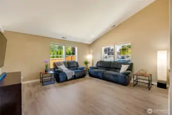 Vaulted celings make this space feel even larger.
