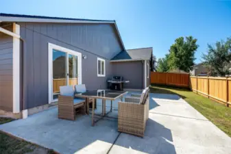 Lovely back patio, that feels nice and private.