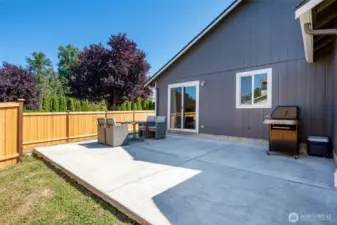 Newer concrete patio is great for entertaining or just winding down.