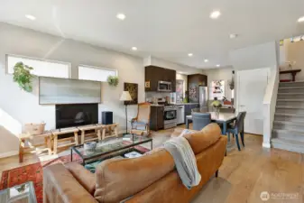 The interior is warm and contemporary. Engineered hardwoods are attractive and durable. The open floor plan flexes to your ideal configuration.