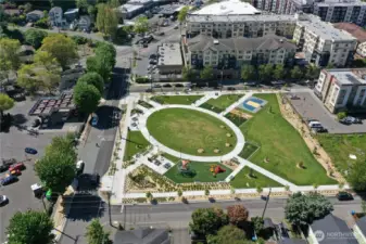 Overhead view of a new neighborhood park