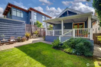 Pristine back yard with paver patio, and a covered back porch. Life is good!