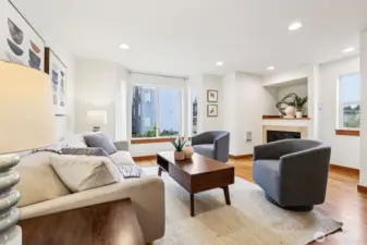 Sunlight fills every space thanks to the open layout and abundant windows, even on the gloomiest of PNW winter days.