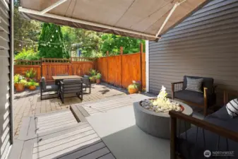 Back patio virtually staged