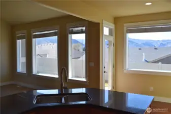 View from Kitchen out to backyard and views