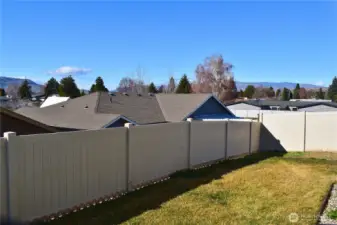 Backyard views to Northwest and fully fenced