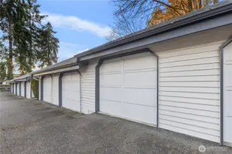 Two parking spaces are included, one in individual garage and one in the common parking spaces