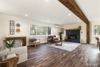 Very spacious living room with propane fireplace. A lot of room for entertaining.