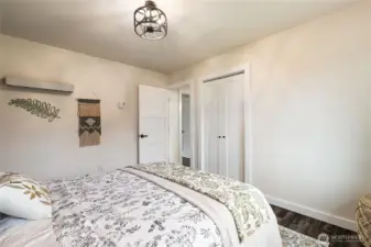 Another angle of the second bedroom with a great closet space.