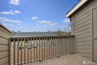 View deck has a beautiful new floor and a good-size storage