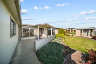 Entry way and sidewalk.