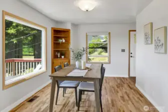 Dining room with original built-in cabinets