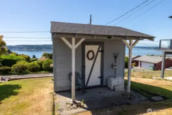 STORAGE SHED IN BACKYARD