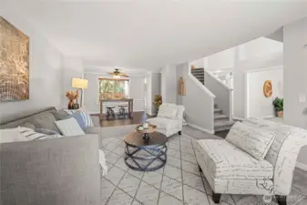 Front living room opens to dining room.