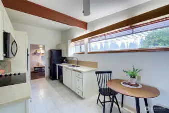 Front entry and kitchen.