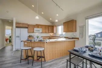 Breakfast bar seating makes for great casual dining