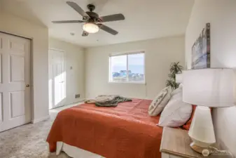 East facing bottom floor Primary bedroom with great sunrise views