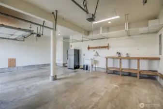 Plentiful garage roof storage system.