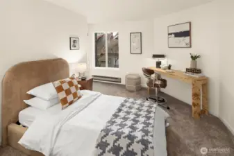 Flexible second bedroom that adapts easily - guest space, office, creative studio, or all three.