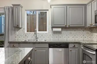 Custom tile backsplash.