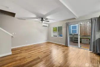 Ceiling fans and mini splits throughout the home provide wonderful airflow and seasonal heating and cooling.