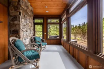 screened in porch area