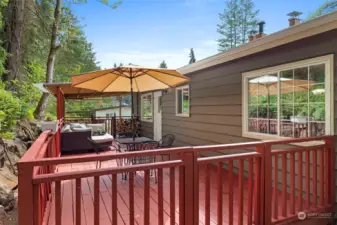 Enjoy covered and uncovered deck entertaining space.