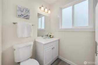 Convenient half bathroom off the bedroom!