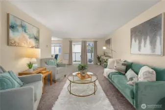 Living has access to the private patio and dining!