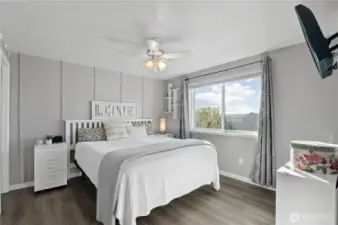 Primary bedroom has a partial view of the sound