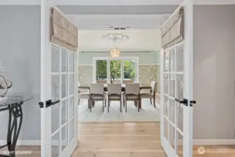 French Doors from entry to Formal Dining Room.