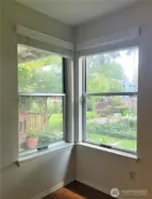 View of the lush garden from Primary Bedroom