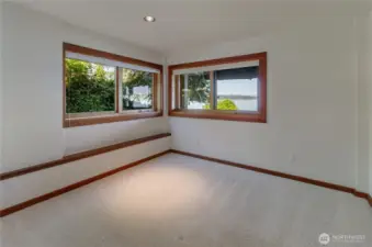 Lower level bedroom looks west and south