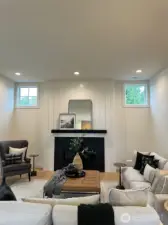 Great room with designer fireplace