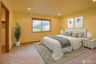 Primary bedroom, virtually staged