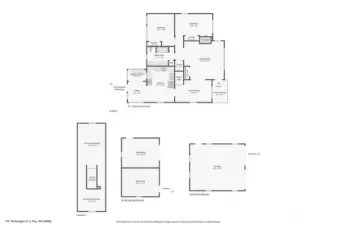 Floor plan - Floor 1, Floor 2, detached garage, workshop