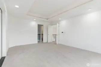 Primary bedroom looking towards primary bathroom