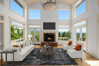 Soaring ceilings showcase epic views