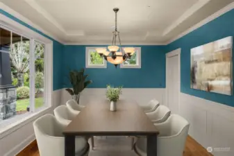 Formal living room with coffered ceiling