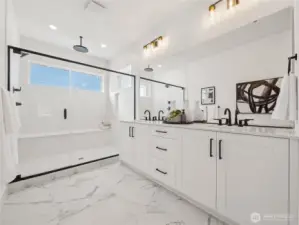 Primary suite bathroom- STUNNING SHOWER WITH RAINSHOWER HEAD!