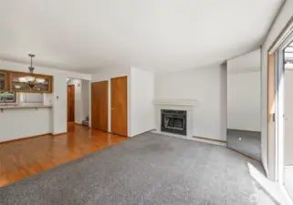 The spacious dining room has 2 storage closets for you.