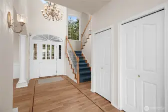 Entry with newly finished hardwood floors