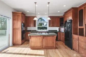 Beautiful Kitchen with water views two different directions - south over Similk Bay and NW towards Anacortes/Padilla Bay