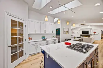 Gas cooktop on the island