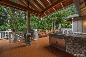 Covered deck for 4 season entertaining and grilling station