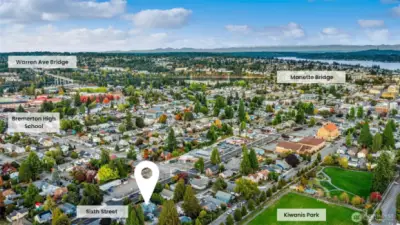 Warren Ave bridge, Bremerton high school, Kiwanis park, Manette Bridge