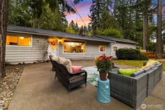 Large front patio for fun summer nights and firepit for cold winter nights!