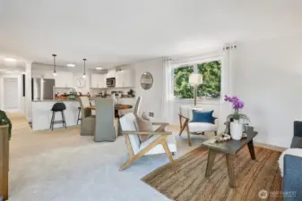 Open living/dining/kitchen