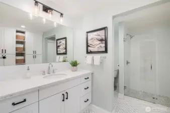 Beautifully updated and appointed bath with large walk in shower